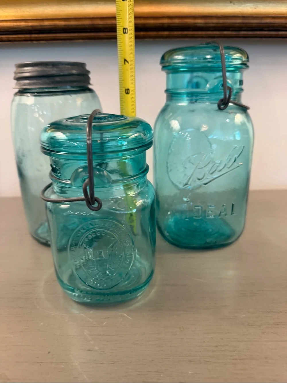 Lot Of 3 Blue Ball Mason Jars 2 Bicentennial 1976 Glass Lid Wire 1 Screw Top